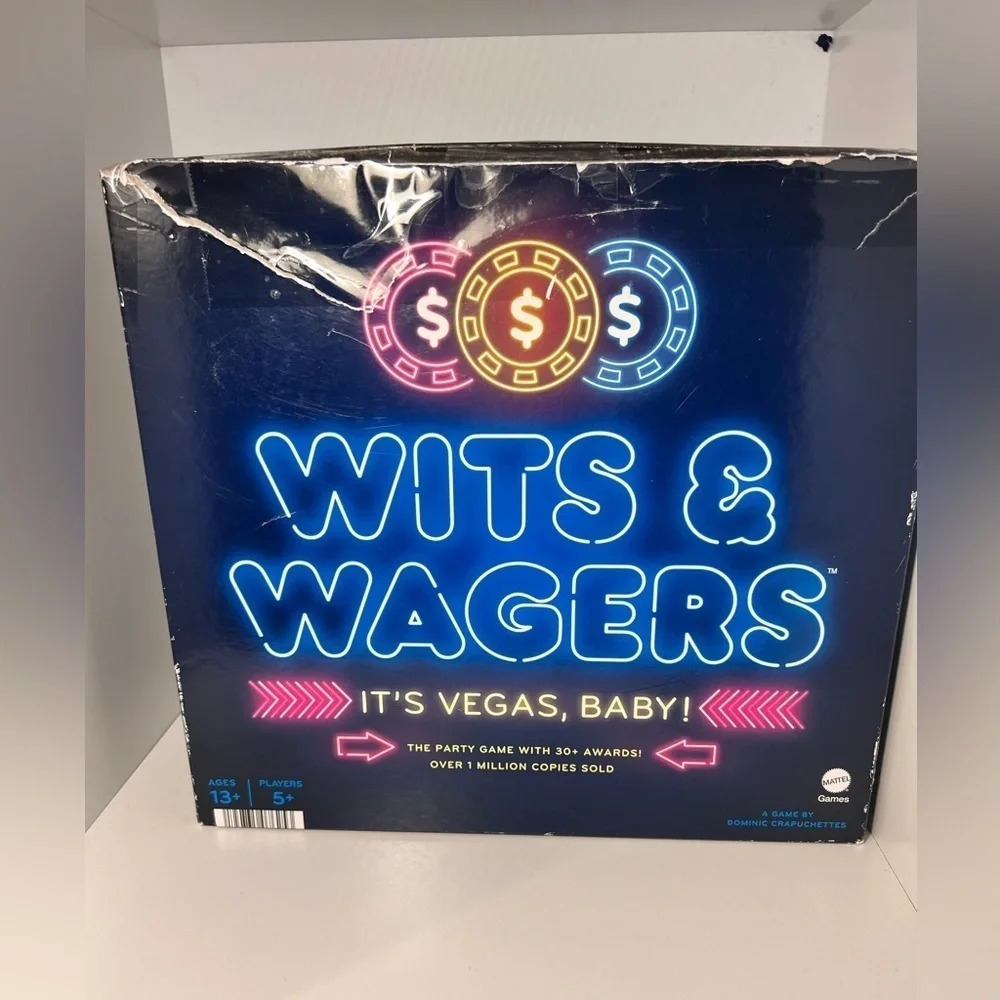 Mattel Games, Wits and Wagers Board game new in box sealed,‎ outer box damaged